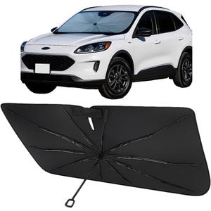 Proadsy Windshield Sun Shade Umbrella for Ford Escape 2020-2025 2026 Foldable Car Umbrella Sunshade with Soft TPU Handle Spring Structure Crystal Cooling Material Protect Car from Rays & Heat