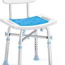 OasisSpace Heavy Duty Shower Chair with Back 500lb, EVA Padded Bath Seat with Height Adjustable Tube- Medical Tool Free Anti-Slip Shower Bench Bathtub Stool for Elderly, Senior, Handicap & Disabled