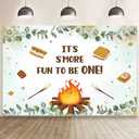 ​MEHOFOND 7x5ft S'More 1st Birthday Backdrop, S'More Fun to Be One Birthday Party Decorations, Camping Birthday Party Decorations, Smores Bday Party Photography Background Cake Smash Photo Props