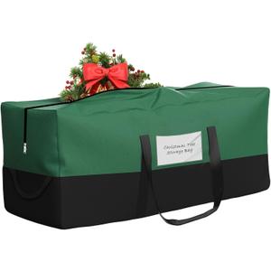 Christmas Tree Storage Bag,Fits Up 8 Ft Tall Artificial Trees,600D Oxford Material,Heavy Duty Tree Bag,Dampproof Storage Bag with Durable Reinforced Handles & Dual Zipper&Transparent Pocket (8FT green&black)