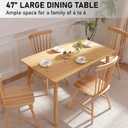 BAKEVE Bamboo Dining Table for 4-6 Person- 47.2'' Solid Wood Kitchen Table, Farmhouse Rectangular Dining Room Table, Mid Century Modern Desk for Living Room, Kitchen, Natural, FSC-Certified Bamboo