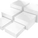 NIUBEE Buffet Risers 6PCS Acrylic: Food Display Risers for Buffet Table Cake Jewelry Figures Show - Cube Dessert Table Display Nesting Riser with Hollow Bottoms (8"*8"*2"+9"*9"*4"+10"*10"*6")(White)