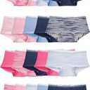 Fruit of the Loom Girls' Cotton Boyshort Underwear (Size14, 20 Pack - Fashion Assorted)