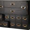 Apothecary Drawers Card Catalog Cabinet with 14 Drawers Wooden Card Catalog Wooden Storage Box for Desktop Organizer (Black)