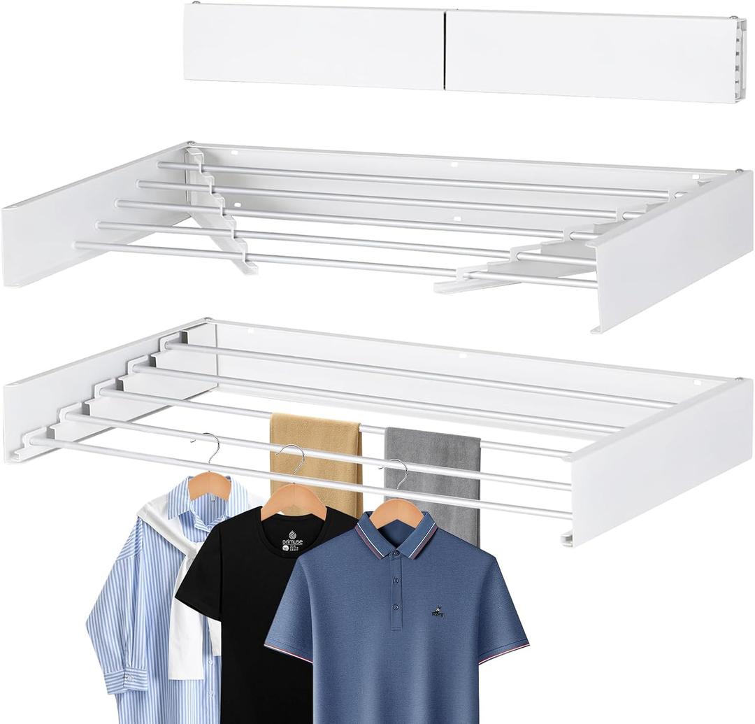 Wall Mounted Clothes Drying Rack- 31.5" Wide Foldable Laundry Hanger Dryer Rack, Collapsible Hanging Drying Racks,Clothes Drying Rack Outdoors,Drying Rack Wall Mounted.