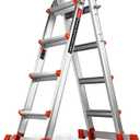 Soctone Ladder, A Frame Extension Ladder, Multi Position with Stabilizer Bar, 330 lbs Weight Rating Telescoping Ladder for Household or Outdoor Work, 14 Ft, Orange
