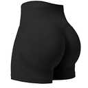 YEOREO Professional Women Workout Shorts 3.6" Scrunch Shorts Seamless High Waisted Contour Gym Yoga Biker Shorts Black,S