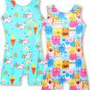 Nymphperi 2 Pack Gymnastics Leotards for Girls Cute Biketards with Shorts Kids Sleeveless Unitard Dance Sportswear