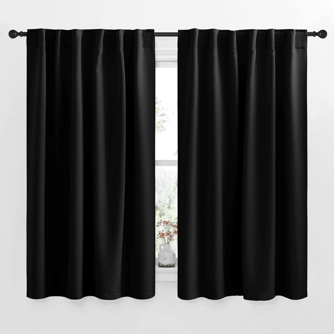 NICETOWN Halloween Blackout Curtain Blinds Window Panels - (Black Color) W52 x L63, Double Panels, Thermal Insulated Blackout Draperies for Living Room