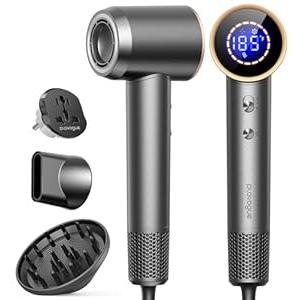 PLAVOGUE Dual Voltage Travel Hair Dryer with Diffuser, Fast Drying, Low Noise, Lightweight, No Heat Damage, European Travel 110V-120V/ 220V-240V