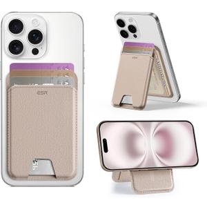 ESR Aura for MagSafe Wallet with Adjustable Stand, RFID Blocking, 5 Card Holder for Phone Case, Slim Magnetic Wallet for iPhone 17e/17/16/15/14/13/12 Series, Not for 13/12 Mini,Desert Titanium