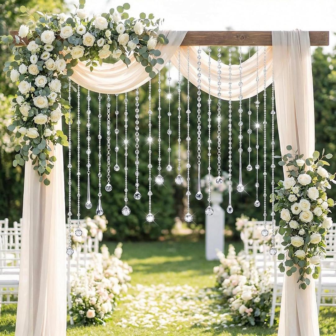 Soulchen 24 Pcs 20 Inch Wedding Icicle Ornament Set Clear Acrylic Extra Large Hanging Crystal Icicle Drop Ornaments for Wedding Party Decor