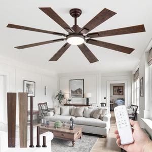 ZMISHIBO 62 inch Oil Bronze Farmhouse Ceiling Fan with Light and Remote, Indoor/Outdoor Rustic Brown Ceiling Fan for Living Room Patio, 6 Speed Reversible Quiet DC Motor, 3 CCT, Dual Finish 8 Blades