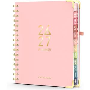Forvencer Planner 2026-2027, 18 Month Weekly and Monthly Calendar Planner, Jan 2026 -June 2027, 6.3" x 8.4", Daily Agenda Book with Tabs, College School Supplies for Student Teacher Home, A5, Pink