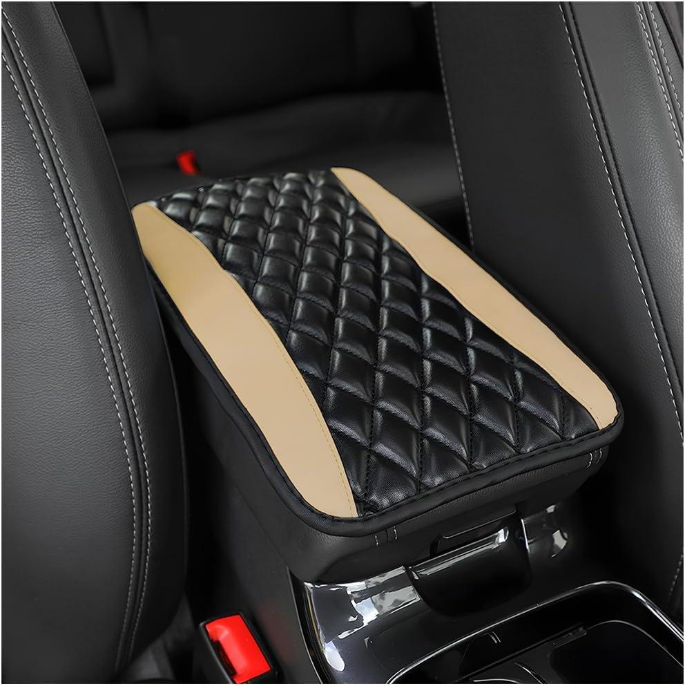 Moly Magnolia Car Center Console Cushion Pad, Universal Leather Waterproof Armrest Seat Box Cover Protector,Comfortable Car Decor Accessories Fit for Most Cars, Vehicles, SUVs (Beige)
