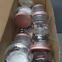 Hsei 48 Pcs 4 oz Clear Plastic Jars with Lids Wide Mouth Mason Canning Jars Mini Storage Containers Bulk for Herb Jelly Wedding Favors Shower Party(Rose Gold)