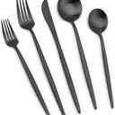 Matte Black Silverware Set, Vanys 20 Piece Stainless Steel Cutlery Flatware Set, Kitchen Utensil Sets for 4, Tableware With Knife Spoons And Forks Set, Satin Finished Polished