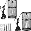 VIHOSE 2 Pcs Reptile Heat Lamp Guard with 150W Ceramic Heat Emitter Basking Anti Scald Heating Lamp Holder Mesh Cage Reptile Protection Lampshades for Lizard Snake Chick, Bulb Not Included