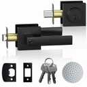 DSJJBLL 2 Pack Exterior Door Handle with Single Cylinder Deadbolt,Front Door Handle and Deadbolt Set,Matte Black Keyed Alike Heavy Duty Door Lever Locksets Right & Left Sided Doors