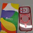 Meifigno Designed for iPhone 17 Pro Case Christmas Red, [Glitter Card & Wrist Strap][Compatible with MagSafe] [2X Screen Protectors] Surround Raised Lens Protection for 17 Pro Phone Case Women, Red