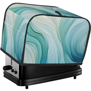 Teal Green Abstract 2 Slice Toaster Cover Wide Slot Dustproof Bread Maker Cover Fingerprint Protection Kitchen Appliance Cover Toaster Bag