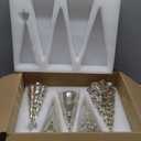 Soaoo 5 Pcs Mercury Glass Christmas Tree with LED Lights 10 Inch Large Figurine Lighted Christmas Tree Decoration Light up Tabletop Glass Decor for Home Table Centerpiece(Silver)