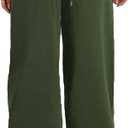 HBQ Wide Leg Sweatpants Women Baggy Barrel Sweat Pants High Waist Drawstring Joggers with Pockets (Green, S)