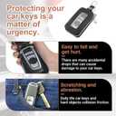 Larrel Car Keychain Pouch, Universal Multifunctional Key Case for Car Keys Black Leather Key Holder for Men Women Smart Keys Remote Protector
