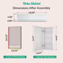 14x24 Bathroom Mirror with Storage Tempered, Aluminum White Recessed Medicine Cabinet with Mirror Frameless Stepless Adjustable Shelf, Surface Mount Medicine Cabinet for Bathroom