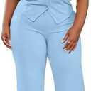 Women's Plus Size Pant Suits 2 Piece Outfits Button Vest Blazer Pockets Wide Leg Pants Sets Casual Pantsuits 4XL