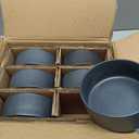 famiware Star Cereal Bowl Set, Soup Bowls Set of 6, Double Reactive Glaze, Stackable, 23 oz Deep Bowls Suitable for Popcorn, Oatmeal, Dessert - Dishwasher and Microwave Safe, Matte Dark Charcoal