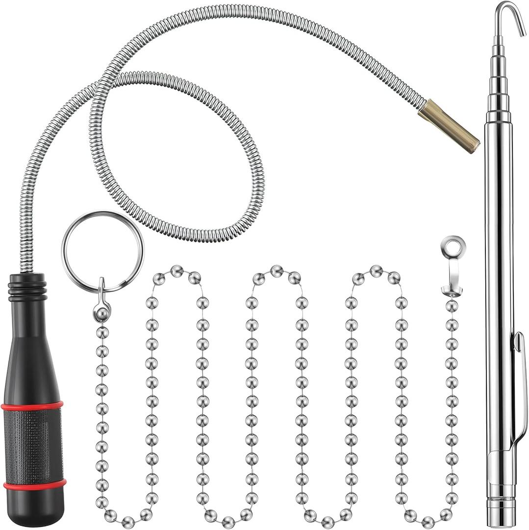 Feekoon 1 Pack Wet Noodle & Retriever Flexible Magnetic Pickup Tool, Fish Chain Flexible Magnetic Retriever Expandable Retrieval Hook for Wire Through Wall Wiring or Item Pickup