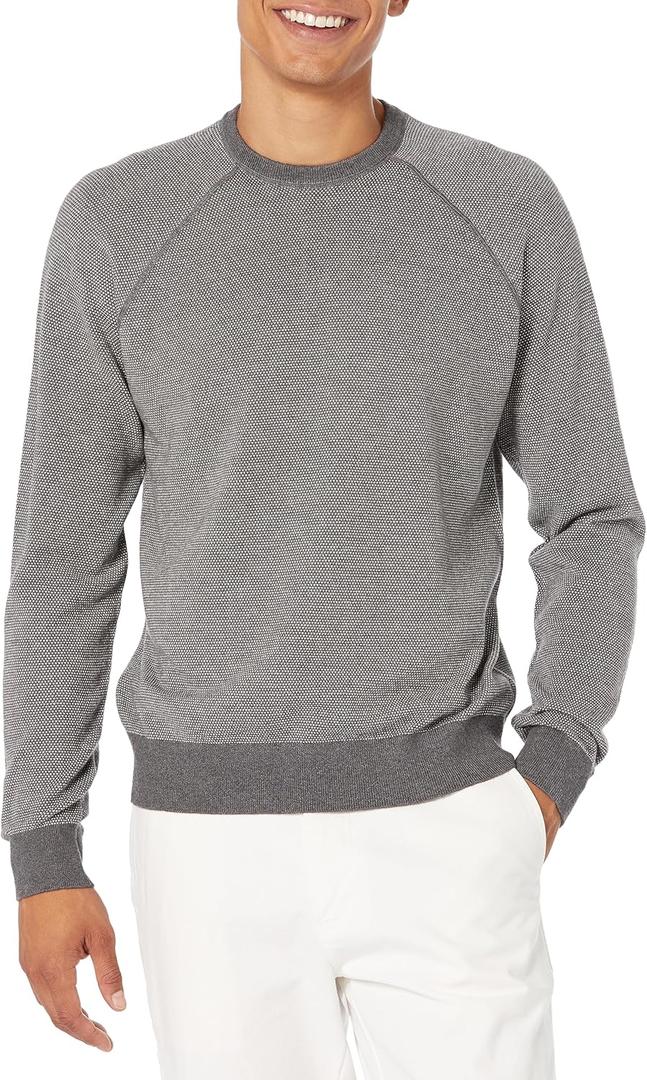 Vince Men's Birdseye Raglan Crew (XX-Large, Med H Grey/Deco Cream) Vince Men's Birdseye Raglan Crew (XX-Large, Med H Grey/Deco Cream)