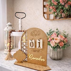 Ramadan Advent Calendar 2026 Countdown Calendar Decorations for Home, 30 Days Til Eid Sign, Wood Radaman Gifts for Women, Ramadans Table Decor     (Color 1)