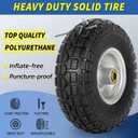 GICOOL 4.10/3.50-4" Flat Free Tire and Wheel, 10" Heavy Duty Solid Tire, 5/8" Axle Bore Hole, 2.2" Offset Hub, for Hand Truck Garden Cart Wagon Trolley Dolly Replacement, 2 Pack