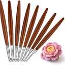 Lunarm 8 Pack Crochet Hooks Set, Ergonomic Aluminum Crochet Hooks with Wood Handle for Arthritic Hands DIY Craft Knitting Dolls, Bouquets, Blankets, Hats, Gloves from Various Yarns - Size 3mm-7mm