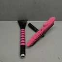 HEEYA 12.6 Inch Large Brush Head with Ice Scraper, Extendable Car Scraper Snow Brush for Car Window Windshield, Portable Snow Scraper for SUV Truck Vehicle Automobile  Pink