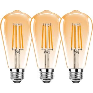 ST19 Vintage LED Edison Light Bulbs,E26 Led Bulb 25W Equivalent,Vintage LED Filament Bulbs,2.5W Warm White 2200K,250LM,Amber Glass,Non-Dimmable,3 Pack