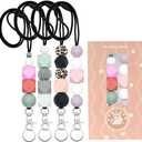 4PCS Cute Lanyards for Id Badges and Keys for Women TeacherDurable Silicone Beaded Breakaway Lanyard with Keychain for Nurse Students Employees Office Worker