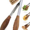 Boxiki Kitchen 9 Inch Tongs for Cooking with Wooden Tips - Nonstick Kitchen Tongs for Serving Food, Grilling, Cooking, BBQ and Tossing Sala d - Made of Natural Walnut Wood (Pack of 6)