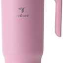 REDUCE Chiller Vacuum Insulated 40 oz Tumbler with Spill-Proof Silicone Straw - Sustainable Tritan Lid with Water Intake Markers - Soft Sit Base Travel Mug - Dishwasher Safe - Cosmetic Pink