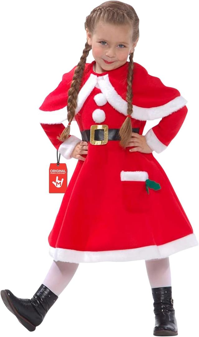 Morph Kids Santa Costume, Santa Costume Girls, Mrs Claus Costumes for Kids, Christmas Costumes for Girls (Medium)
