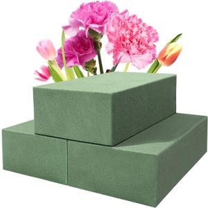 Ortarco 3 Pack Floral Foam Blocks (5.5" x 3.1" x 1.7") Wet and Dry Flower Foam for Flower Arrangements Supplies, Flower Foam Blocks for Fresh or Artificial Flowers in Art, Crafts and DIY Decorations (Green)