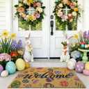Kelarea Easter Artificial Coir Doormat Spring Welcome Door Mat, 17" x 29" Colorful Easter Eggs Front Door Mat, Non-Slip Entry Mats for Indoor Outdoor Entrance Home Decor