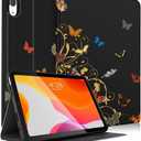 Uppuppy for for iPad mini 7 A17 Pro 2024/iPad Mini 6 2021 8.3 Inch for iPad mini 6th/7th Generation Case Kids Cute Folio Women Teen Girls Butterfly Black Cover for Apple Mini 6/7 A2567 A2568 A2569