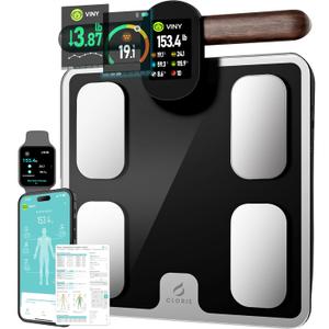 CLORIS Digital Smart Scale for Body Weight Fat BMI Muscle Mass 28 Body Composition Measurement Health Analyzer 8 Electrodes with App Bluetooth, Full-Color TFT LCD