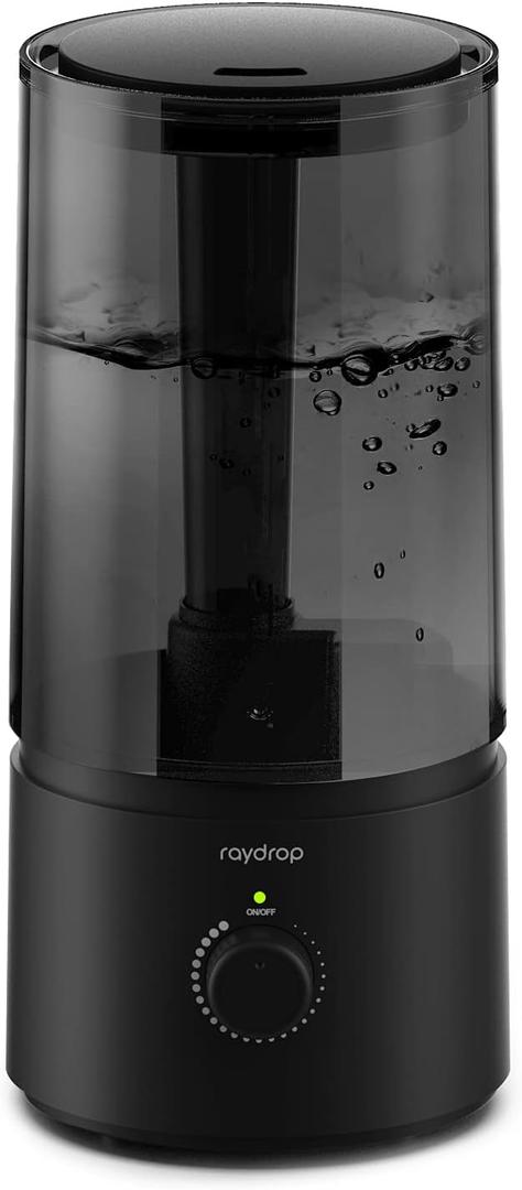 Raydrop Humidifiers for Bedroom, Cool Mist Humidifiers for Babies, 1.70L Quiet Ultrasonic Humidifier, Space-Saving, Filterless, Auto Shut Off - (0.45 Gallon, US 110V) (1.7L Standard Black)