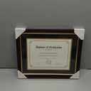 8.5x11 Diploma Frame with Black over Gold Mat, 11x14 Certificate Frame, Real Wood with Gold Trim, Brown Frame with Tempered Glass