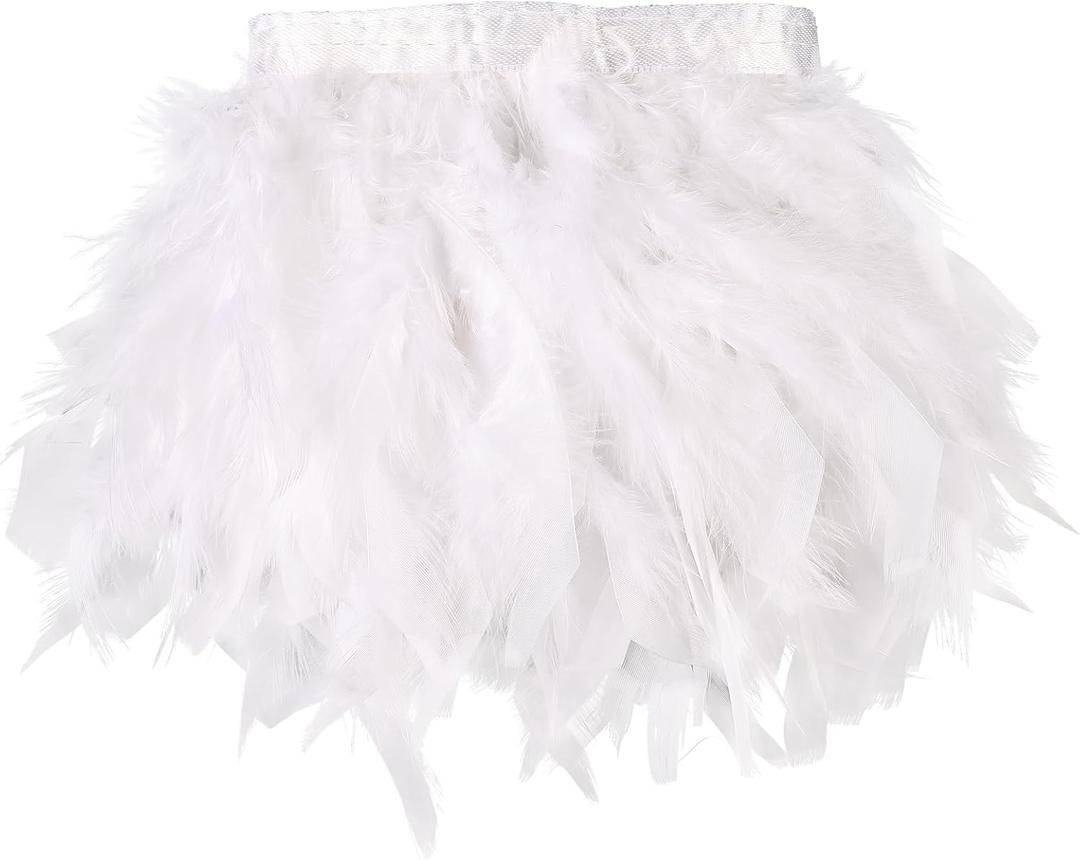 White Turkey Feathers Trim Fringe 5Yard 4-6inch for Party Clothing DIY Sewing Craft Wedding Dress Decoration Natural Fluffy Turkey Feather Trim
