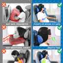 SARISUN Upgraded Travel Pillow, U-Shaped Airplane Head Strap for All Heights, 360 Support, 3D Sleep Mask, 100% Light Blocking, Long Flights Essentials Headrest, Stop Bobblehead, Black